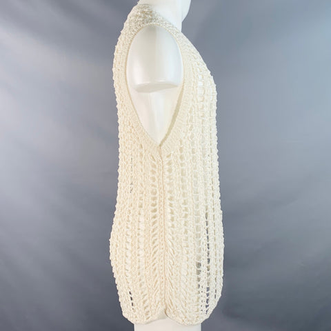 ISABEL MARANT Size M White Knit Cotton Blend Pullover Vest
