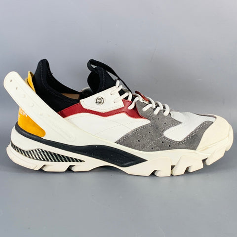 CALVIN KLEIN 205W39NYC Size 11 White Multi Color Color Block Leather Chunky Sneakers