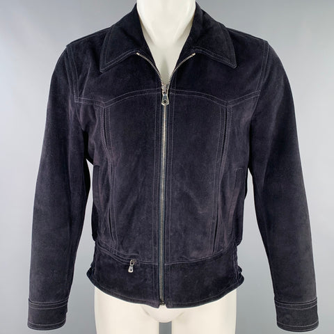 DOLCE & GABBANA Size 38 Black Calfskin Suede Zip Up Work Jacket