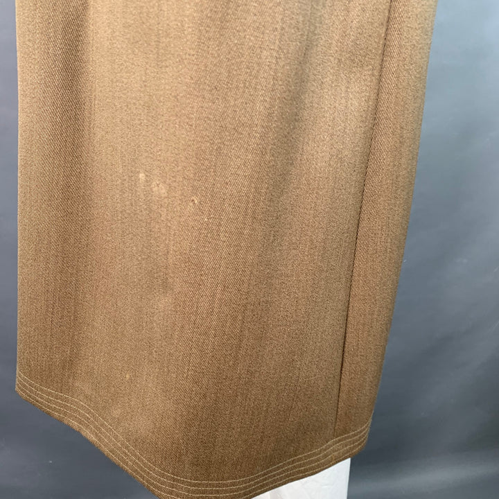 ALEXANDRE Size 46 Tan Brown Virgin Wool Twill Contrast Trim Hidden Buttons Coat