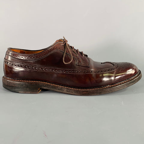 ALDEN Size 10 Color 8 Perforated Cordovan Leather Wingtip Lace-Up Shoes