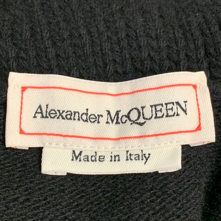 ALEXANDER MCQUEEN Size M Black Wool Cashmere Zip Up Cardigan