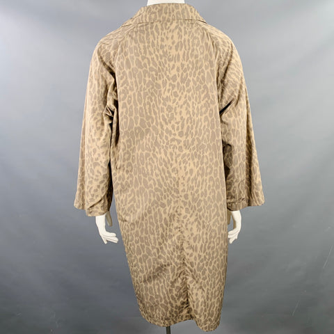 DRIES VAN NOTEN Taille L Manteau boutonné imprimé animal en polyester taupe