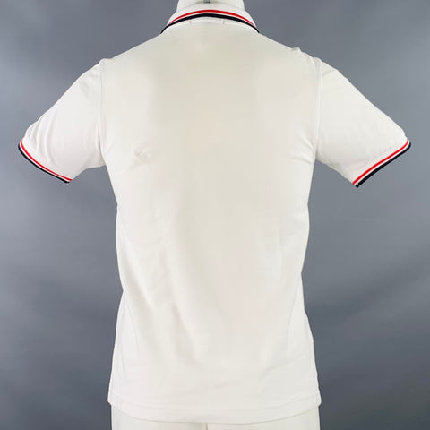 FRED PERRY Size S White Red Black Cotton Slim Fit Contrast Trim Polo