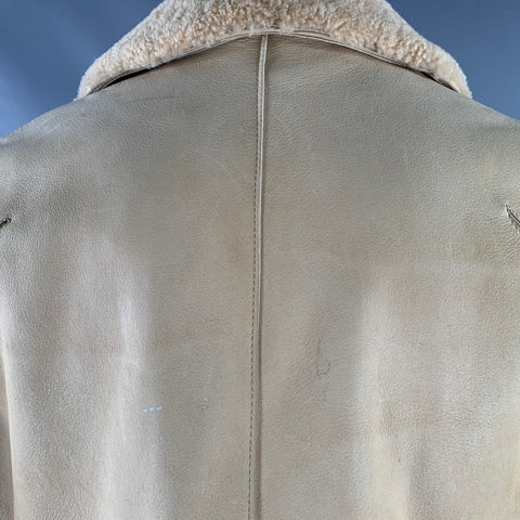 CORPO NOVE Size 42 Camel Leather Overcoat Coat