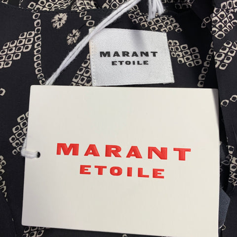 MARANT ETOILE Size 8 -Delocia- Black Cream Viscose Abstract V-Neck Blouse