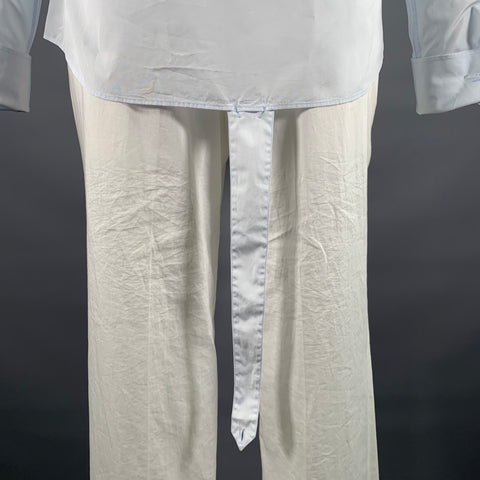 GUCCI Size XL Blue White Solid Cotton Tuxedo Long Sleeve Shirt