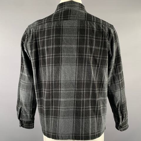 BUCK MASON Size M Grey Black Plaid Cotton Cropped Long Sleeve Shirt