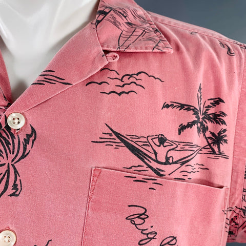 POLO by RALPH LAUREN Size M Pink Grey Tropical Cotton Short Sleeve Shirt