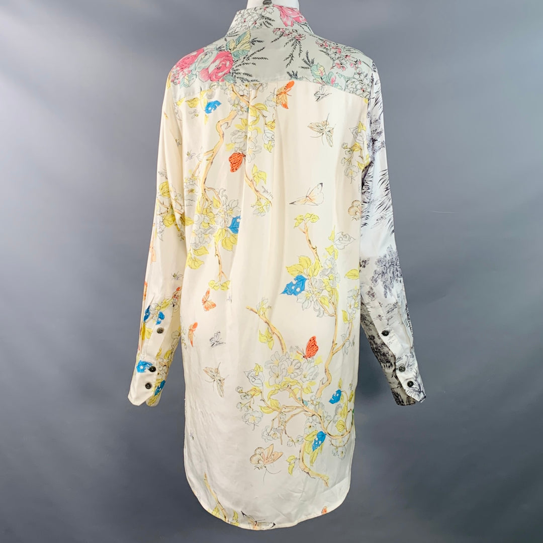 ZADIG & VOLTAIRE Size M Multi Color Silk Leopards Butterflies Print Button Up Shirt