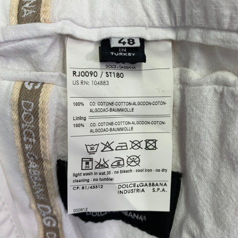 D&G by DOLCE & GABBANA Size 38 White Cotton Peak Lapel Jacket