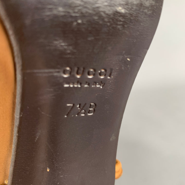 GUCCI Size 7.5 Brown Leather Pointed Toe Boots