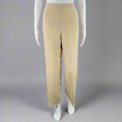 GIORGIO ARMANI Size 6 Beige Single Breasted Jacquard Suit