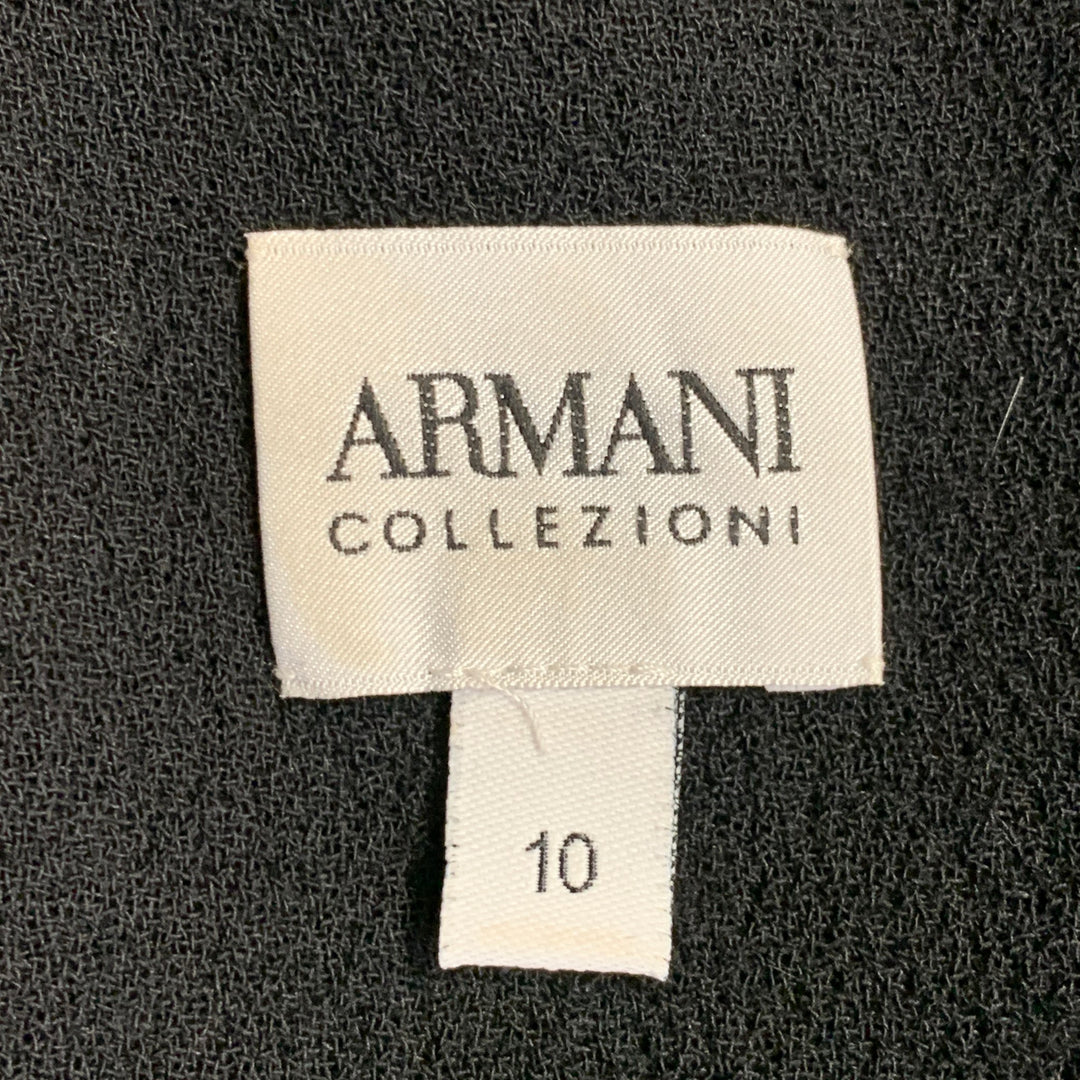 ARMANI COLLEZIONI Size 10 Black Wool Crepe Sleeveless Knee Length Dress