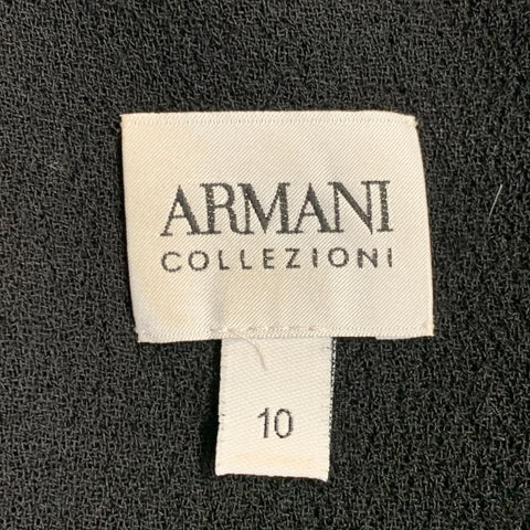 ARMANI COLLEZIONI Size 10 Black Wool Crepe Sleeveless Knee Length Dress