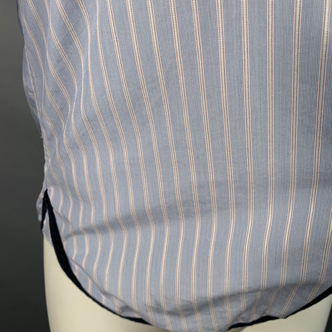 COMME des GARCONS HOMME Size XS Blue White Stripe Contrast Trim Cotton Long Sleeve Shirt