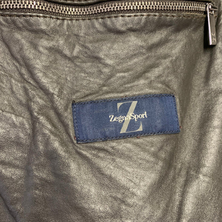 ZEGNA SPORT Size XXL Brown Suede Leather Shearling Jacket