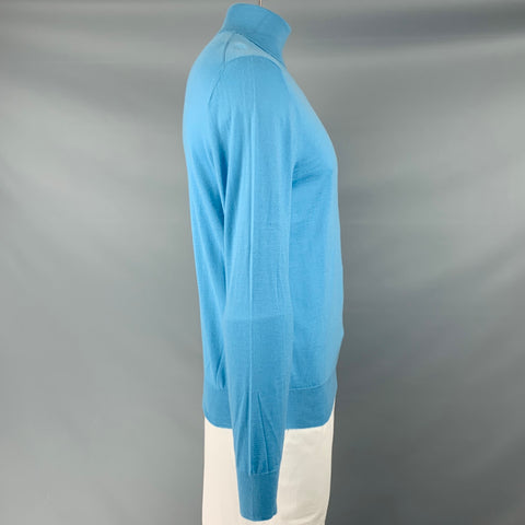BAMFORD & SONS Size XL Blue Knit Cashmere Turtleneck Pullover