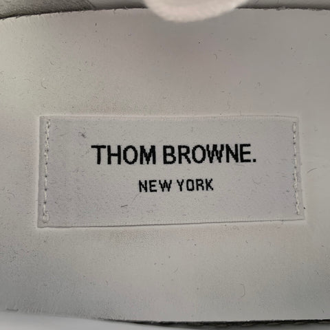 THOM BROWNE Size 8 White Beige Leather Rubber Sole Sneakers