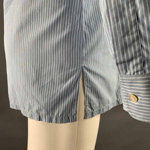 CHARVET Size M Blue Stripe Cotton Pointed Collar Long Sleeve Shirt