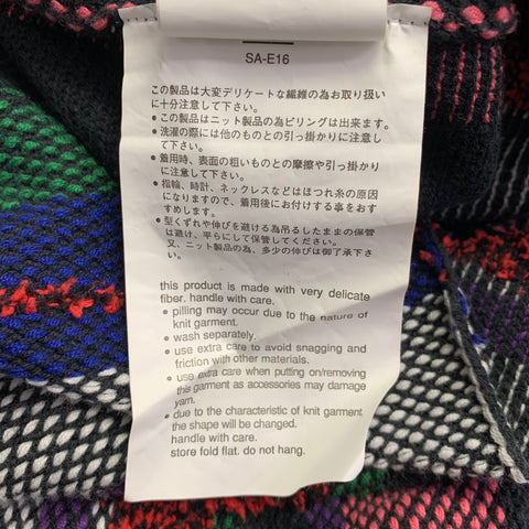SACAI Size L Black Multi Color Stripe Cotton Blend One Pocket Sweater