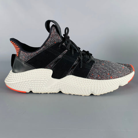 ADIDAS Size 11 Black Red White Heather Nylon Lace-Up Sneakers