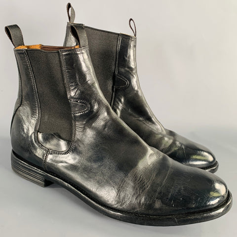 OFFICINE CREATIVE Size 10 Black Leather Chelsea Boots