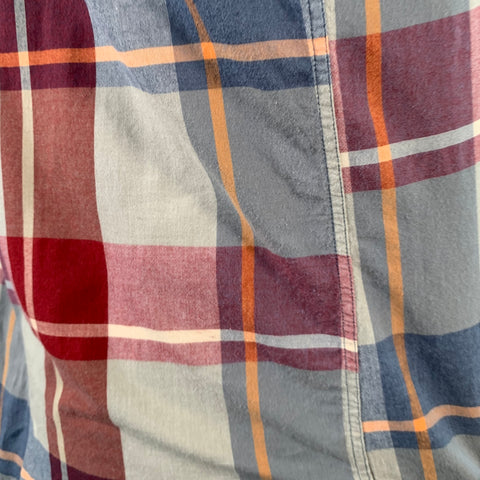 GANT Size L Red Green Madras Plaid Cotton Button Down Collar Long Sleeve Shirt