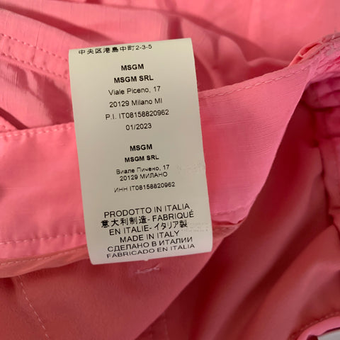 MSGM Size S Pink Viscose Linen Elasic Casual Pants