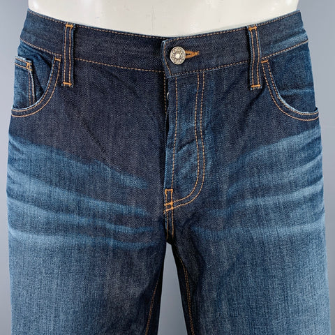 GUCCI Size 40 Blue Indigo Contrast Stitch Cotton Skinny Five Pockets Jeans