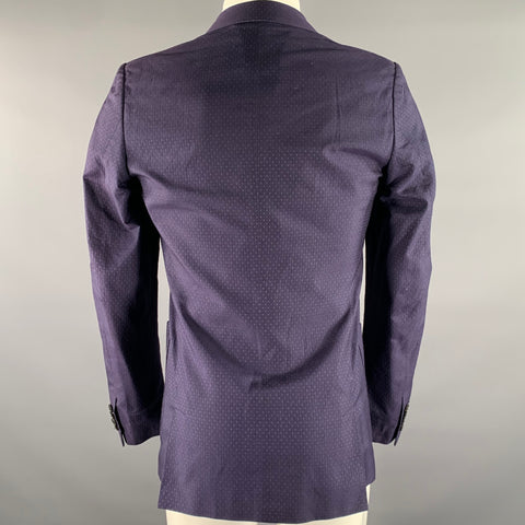 DRIES VAN NOTEN Chest Size 38 Navy Dots Cotton Silk Notch Lapel Sport Coat