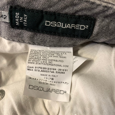 DSQUARED2 Size 6 Grey Silver Cotton Blend Low Rise Jeans