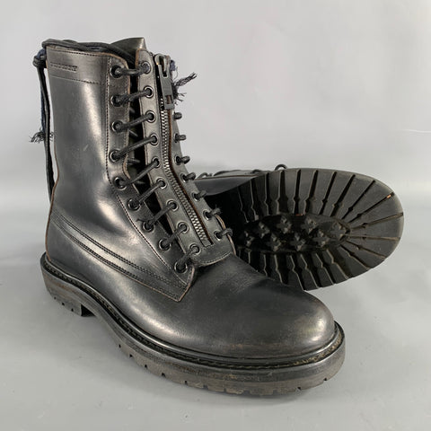 BURBERRY Size 8 Black Leather Lace Up Boots