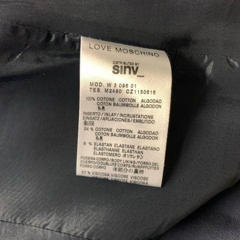 LOVE MOSCHINO Size 8 Navy Cotton Floral Notch Lapel Jacket Blazer