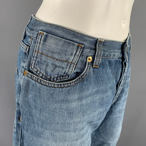 MARNI Size M Blue Brown Cotton  Linen Casual Pants