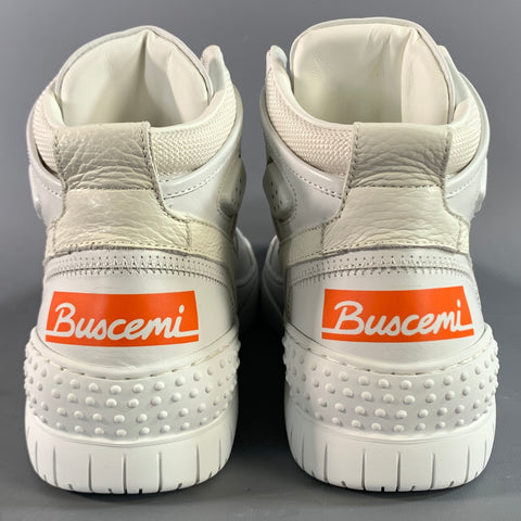BUSCEMI Size 7 White Pink Leather High Top Sneakers