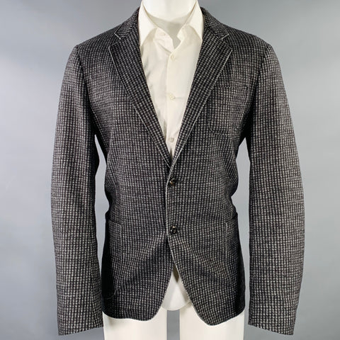 ARMANI COLLEZIONI Size 40 Grey Charcoal Checkered Wool Blend Sport Coat