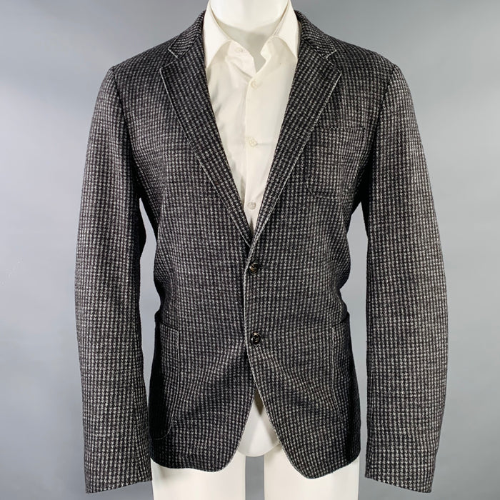 ARMANI COLLEZIONI Size 40 Grey Charcoal Checkered Wool Blend Sport Coat