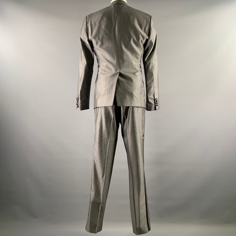 DOLCE & GABBANA Size 40 Grey Wool Silk Peak Lapel Tuxedo