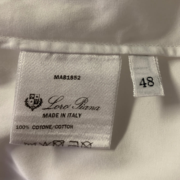 LORO PIANA Size 12 White Cotton Dress Shirt