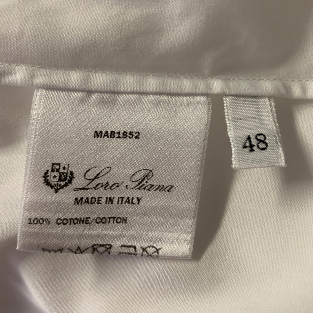 LORO PIANA Size 12 White Cotton Dress Shirt