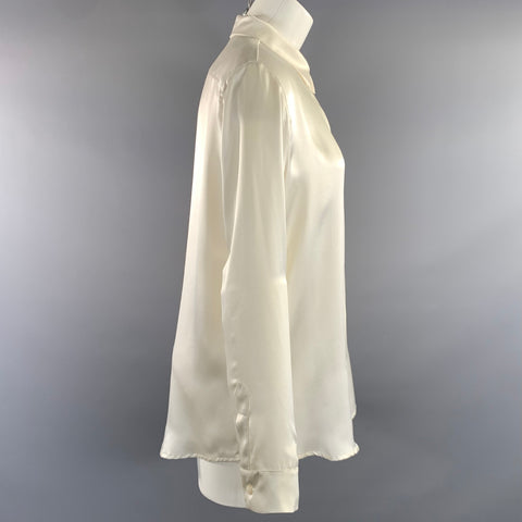 ENZA COSTA Size S White Silk Button Up Blouse