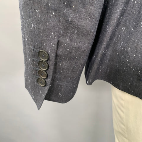 PAUL SMITH Size 44 Charcoal White Heather Linen Wool Sport Coat