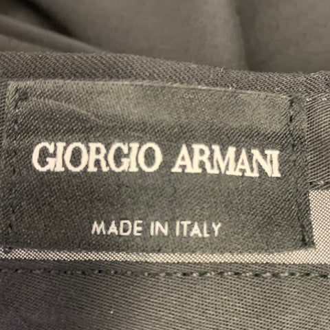 GIORGIO ARMANI Size 38 Black Wool Blend Flat Front Dress Pants