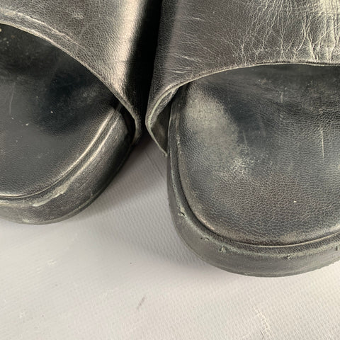 JIL SANDER Sandales à plateforme en cuir noir Taille 9.5