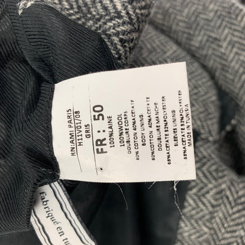 AMI by ALEXANDRE MATTIUSSI Size 40 Grey Black Herringbone Coat