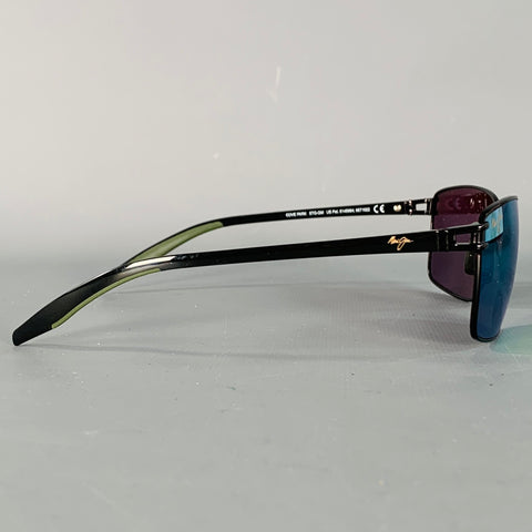 MAUI JIM Cove Park Black Iridescent Green Acetate Metal Polarized Sunglasses