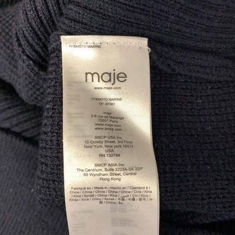 MAJE Size S Navy Red Wool Blend Stripe Crew-Neck Sweater
