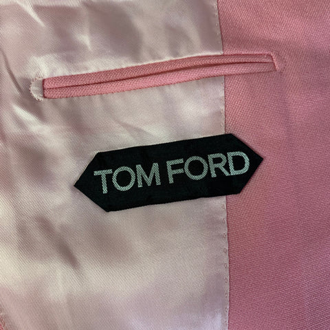 TOM FORD Size 36 Pink Mohair Wool Peak Lapel Sport Coat