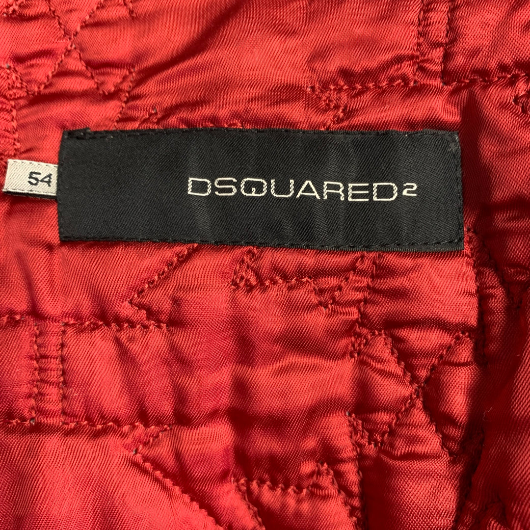 DSQUARED2 Size XL Black Leather Zip Up Motorcycle Jacket